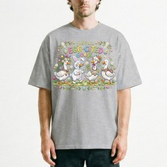 Egg Cited Goose Easter Duck Floral T-Shirt Spring Holiday Cute Animal Tee