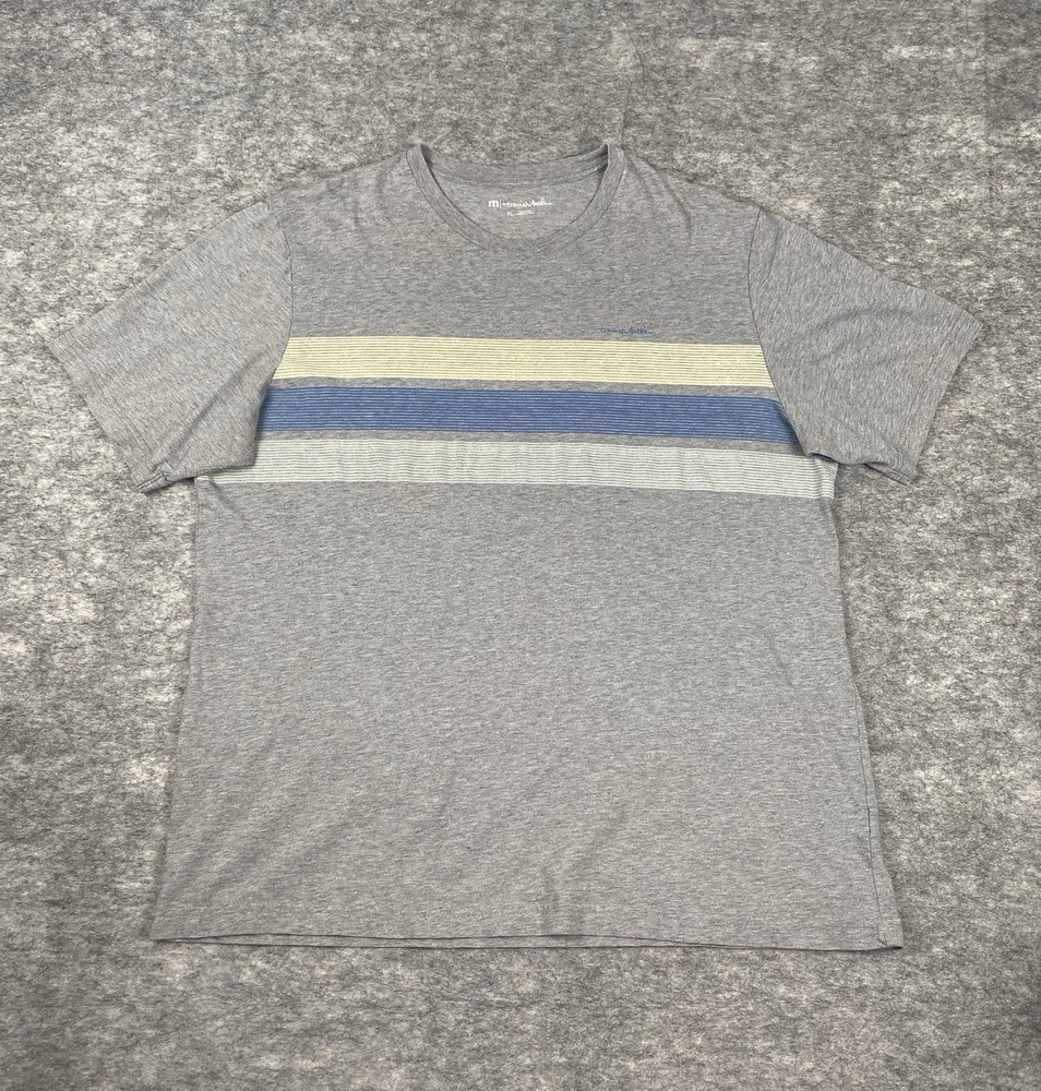Travis Mathew Tshirt Mens XL Gray Striped Casual Lightweight Breathable
