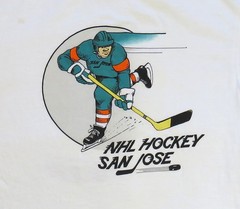 1990’s Vintage T Shirt NHL Hockey San Jose CA Puck On Ice Sports Hanes Tag