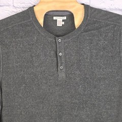 Carbon 2 Cobalt Men Green Gray Heather Long Sleeve Henley Shirt Cotton Blend XL