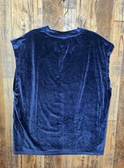 ASOS DESIGN Men’s Navy Blue Sleeveless Velour Top, Size Large