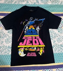 Star Wars Empire Strikes Back Return of the Jedi Graphic Tee Neon Black (Large)