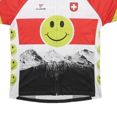 CUORE Mens White Red Green Smiley Face Graphic T-Shirt M Short Sleeve Crew Neck