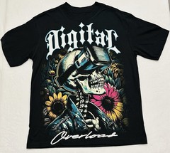RGSTR Digital Overload Skeleton Flower Big Graphic Print Mens Medium Shirt NWOT
