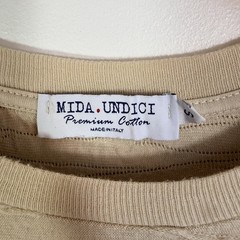 MIDA Unduci Men’s Made in Italy Sand Jacquard Textured Wave Cotton T-Shirt Sz S