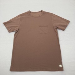 Vuori Shirt Mens Medium Brown Linear Tech Pocket Tee Performance Stretch Gym