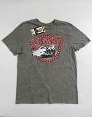 Aerosmith Shirt Mens Medium Gray Airplane Graphic Tee Rock Band Tagless Top