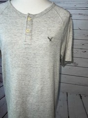 American Eagle Shirt Medium Classic Fit Mens Short sleeve henley Y2K Preppy 80s