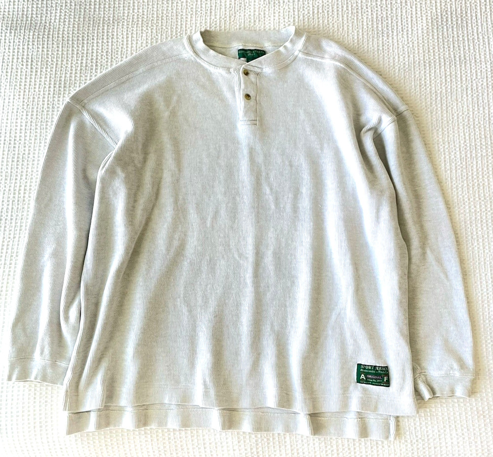 VTG Abercrombie & Fitch Mens Size XL Shirt Ribbed Oversized Henley Sport Jersey