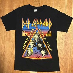 Def Leppard Hysteria World Tour 1987 1988 Black Graphic T-Shirt Mens Small S
