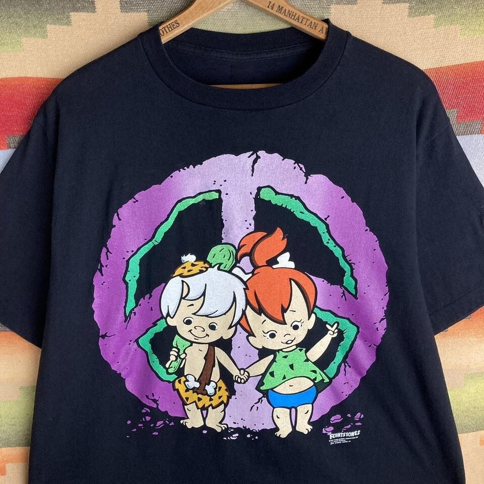 Vtg The Flintstones Peace Cartoon T-shirt Size S to 5XL BA207 FREE SHIPPING