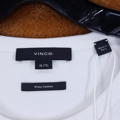 VINCE Shirt Mens XL White Pullover Short Sleeve Pique T-Shirt 100% Cotton $110