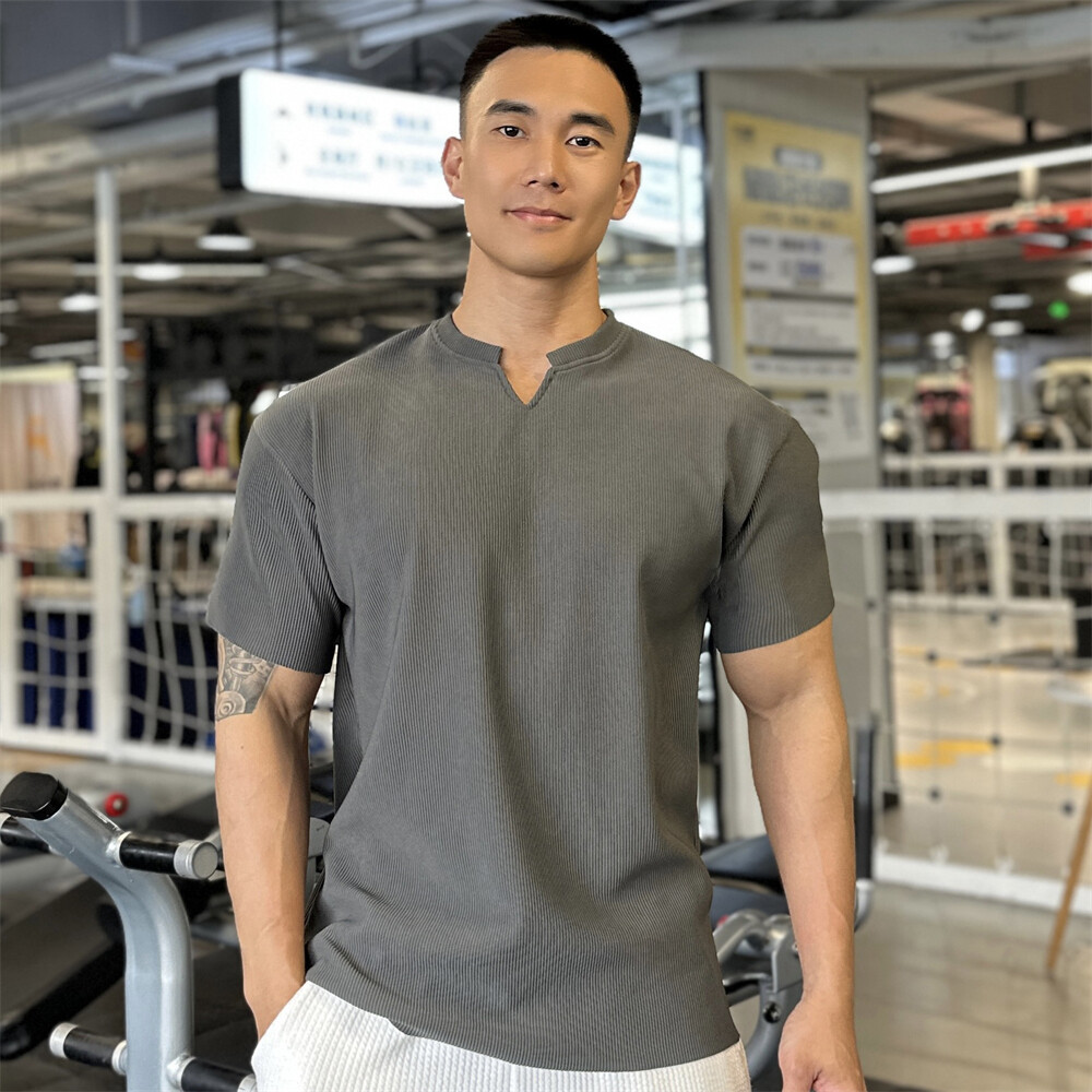 Men’s Baggy Short Sleeve T-Shirt Classic Casual Slim V-Neck Shirts