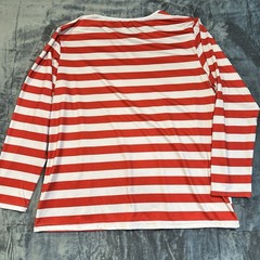 Where’s Waldo Mens 2XL Adult Shirt Halloween Costume Red White Stripe Cosplay