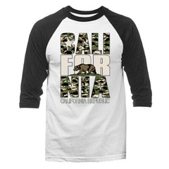 The Golden State California Cali Camouflage Bear Graphic 3/4 Sleeve Raglan
