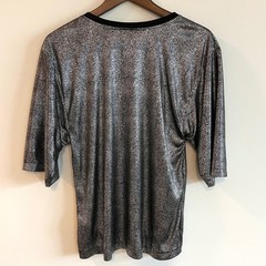 Pierre Cardin Vintage Metallic Silver Black Patterned Pocket Top Mens M USA