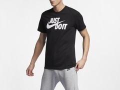 Nike Sportwear Just Do It Swoosh Graphic T-Shirt Black White Men’s L AR5006-011