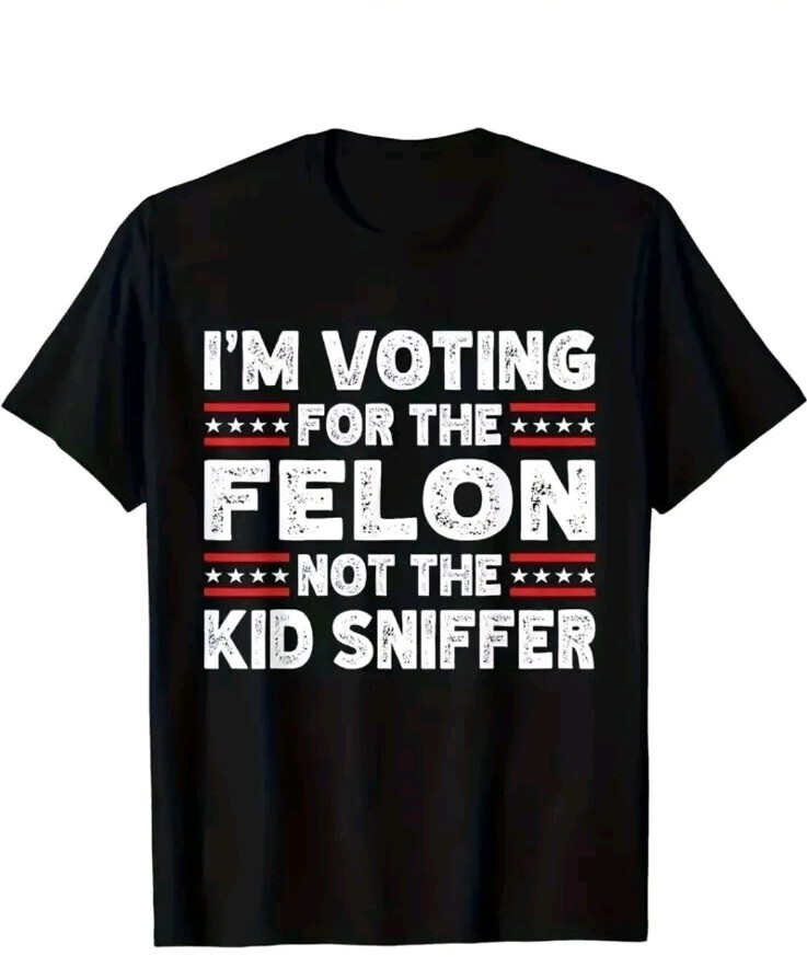 NEW Joe Biden Funny Biden Trump 2024 Felon vs Kid Sniffer Political T-Shirt Sz L
