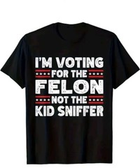 NEW Joe Biden Funny Biden Trump 2024 Felon vs Kid Sniffer Political T-Shirt Sz L