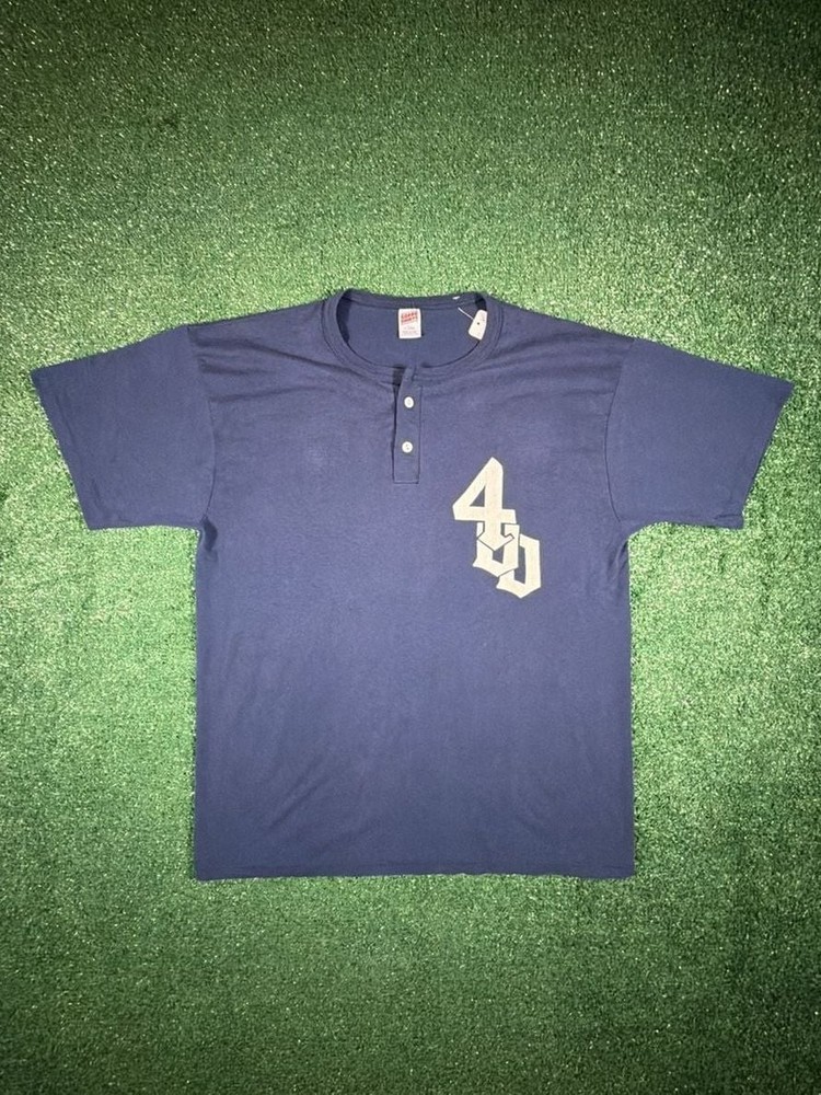 Vintage Soffe Shirts Henley T-Shirt Navy Blue Graphic Number 47 Size XL