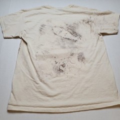 White Square T-Shirt Mens L Stains Beige F63