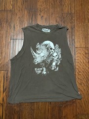 Ecko Unltd. Brown Sleeveless Tank Top with Skull Rhino Graphic