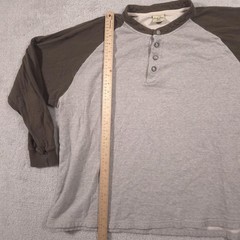 Cabela’s Henley Shirt Mens 2XL Gray Brown Long Sleeve Thermal Lined Raglan