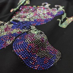 New Men Fashion V-Neck Diamond Rhinestones Bear Luxury Black T-Shirt