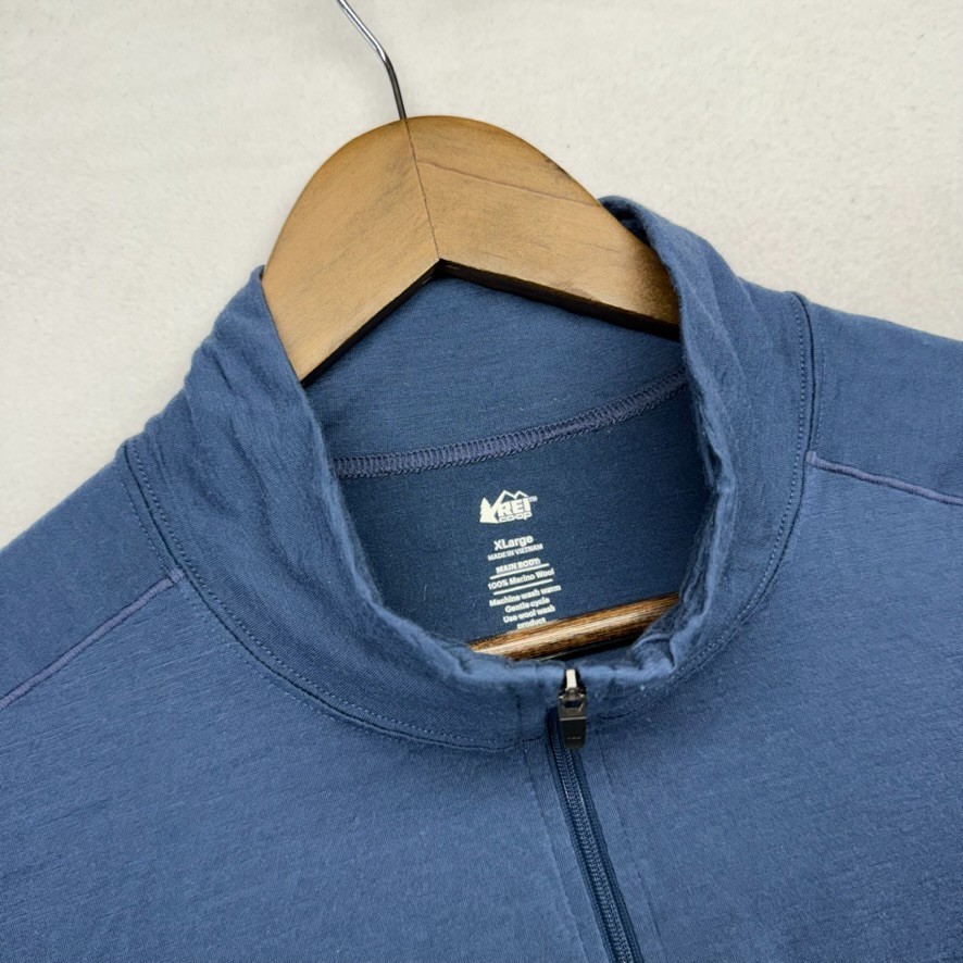 REI Merino 185 Long Sleeve Half-Zip Base Layer Top men’s XL Blue Pullover Tech
