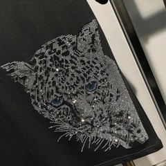 New Fashion Trend Leopard Hot Drilling Rhinestones Summer Luxury Men T-Shirt