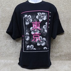 Tokyo Japan Graphic T Shirt 3XL Black Floral Streetwear see photo for flaw