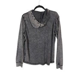 Lucky Brand Sugar Magic Long Sleeve Henley Neck T Shirt Mens Medium Washed Black