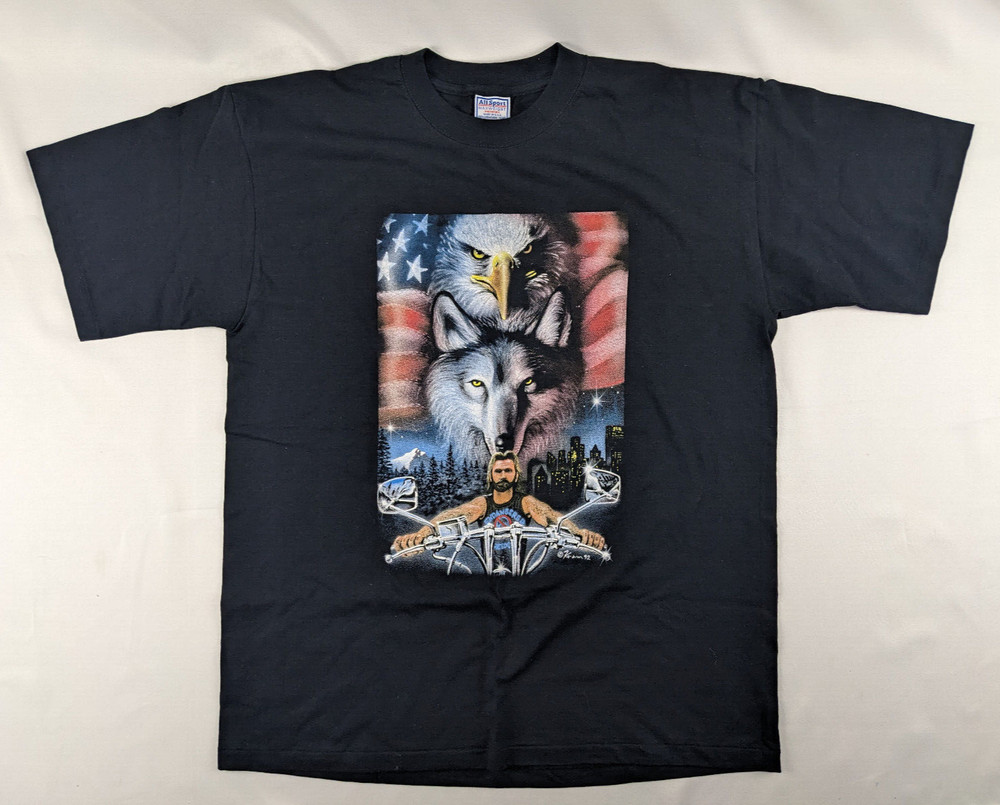 2001 Sturgis Eagle Wolf Biker T-Shirt Mens XL Sturgis Motorcycle Rally Black