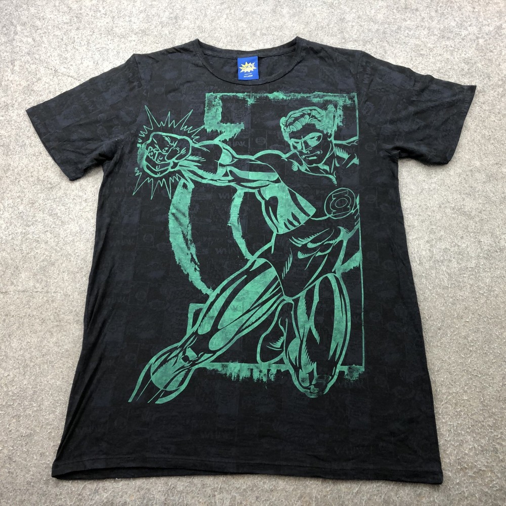 Green Lantern Shirt Mens 2XL Black DC Comics Superhero Graphic Tee Cement Power