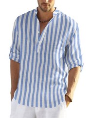 COOFANDY Men’s Cotton Linen Henley T-Shirts Long Sleeve Hippie Casual Beach