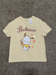 NWT Sanrio Pochacco Cute Yellow Short Sleeve Shirt Pochacco W/ Ice Cream Size XL