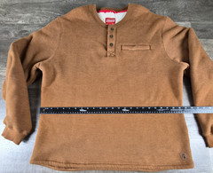 Coleman Henley Thermal Shirt Mens XL Sherpa Lined Waffle Knit Brown Pre-owned