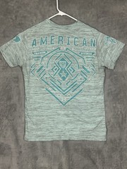 Buckle American Fighter Shirt Mens Medium Blue Double Sided MMA Sports USA
