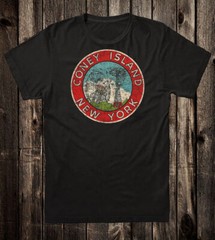 Retro Travel Tee T Shirt Souvenir New York State NYC City Coney Island Brooklyn