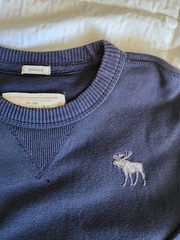 Abercrombie Long Sleeve Crew Shirt Mens Large Blue Muscle Moose Y2K Vintage