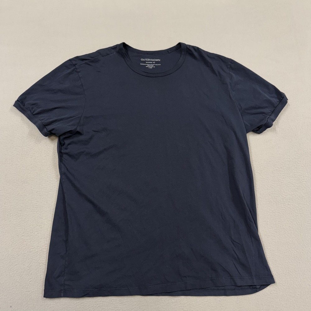 Outerknown Shirt Mens XL Blue Sojourn Tee Organic Pima Cotton Crew Peru