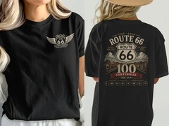 Route 66 Centennial Front and Back T-Shirt, Vintage America T-Shirt – UP to 5XL