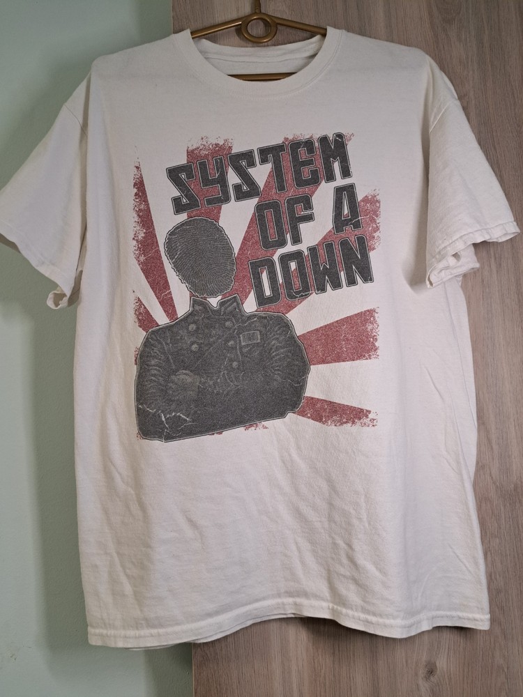 Vintage System Of A Down “Thumbhead” T-Shirt – Size M – Cream/Natural Rock Tee