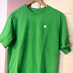 Apple T-Shirt Large Tech Promo Green Short Sleeve Recycled Cotton Logo Tee