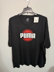 NEW WITH TAGS MEN’S PUMA BLACK T-SHIRT SIZE 4XL WHITE/RED LOGO