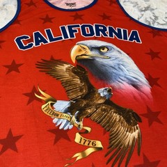 Home Free Tank Top Mens Large Red California Bald Eagle Patriotic Stars 1776