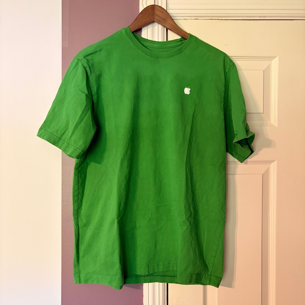 Apple T-Shirt Large Tech Promo Green Short Sleeve Recycled Cotton Logo Tee