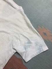 Vintage 70s blank white t shirt v neck soft combed cotton stained grunge XL