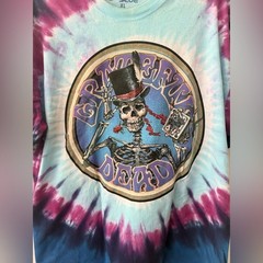 Vintage 1999 Grateful Dead TShirt XL Tie Dye Liquid Blue Queen of Spades 2 Side