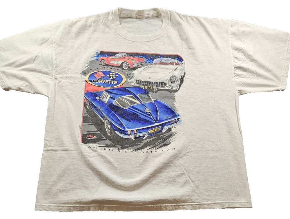 Vintage Jerzees Chevrolet Graphic T-shirt Classic Corvette Sports Car Size XL